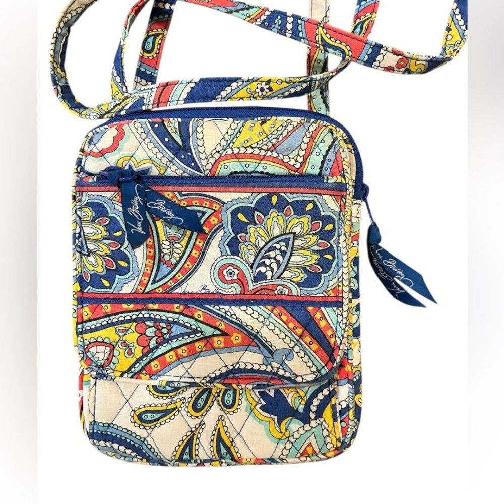 Vera Bradley Marina Crossbody Small Quilted Bag Paisley Blue Red